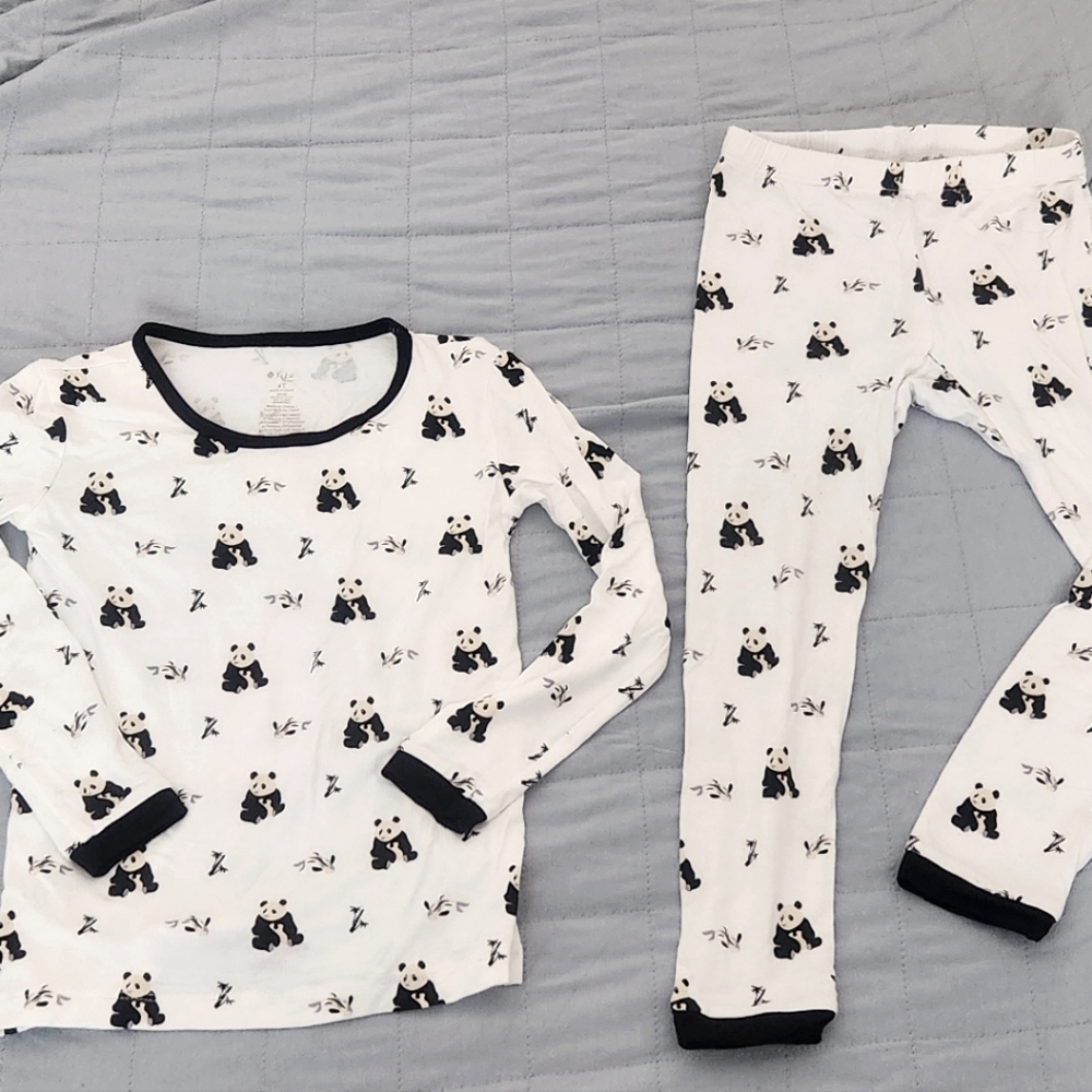 4T KYTE Panda Print Kids Pajamas - Black and White